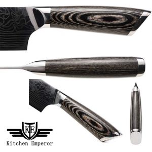 Mevronisshop-Couteau Santoku, Couteau De Cuisine Professionnel, Lame En Acier Allemand Haute Teneur En Carbone De 17.8 Cm Avec Poign&eacute;e Ergonomique Confortable, Anti-Rouille Et R&eacute;sistant &Agrave; L'usure - Neuf