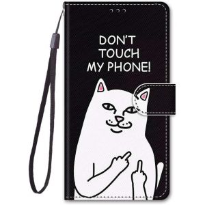 KAL-Cuir Coque Pour Samsung Galaxy A52 5G 4G Antichoc Avec Support Clapet Silicone Animal Motif Dr&ocirc;le Bumper 360 Kickstand Case Cover Housse Fille Femme Homme Portefeuille - Don'T Touch My Phone - Neuf