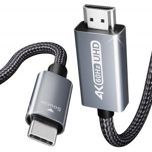 KALANKA-C&acirc;ble USB C vers HDMI (4K@60 Hz), 1.8M C&acirc;ble Type-C vers HDMI [Thunderbolt 3/4] Compatible pour iPhone 16/15 Pro Max, MacBook Pro/Air 2023, iPad Pro, iMac [Coque en Aluminium et c&acirc;ble en Nylo - Neuf