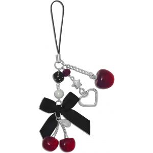 KALANKA-Porte-cl&eacute;s de t&eacute;l&eacute;phone, cordon de t&eacute;l&eacute;phone mignon cerise, lani&egrave;re de t&eacute;l&eacute;phone esth&eacute;tique rose-rouge-noir bleu cerise, accessoire Y2K pour cam&eacute;ra-porte-cl&eacute;s-pendentif d&eacute;coration-cadeau - Neuf