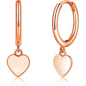 Kal-Boucles D'oreilles Créoles Pendantes Pour Femme En Argent Sterling 925 - Petites Créoles Rondes - Hypoallergéniques - En Forme De C?ur - Croix - Étoile - Boucles D'oreilles Pendantes - Avec - Neuf
