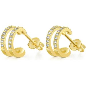 Kal-Boucles D'oreilles Or Pour Femme Boucles D'oreilles Zircone Cubique Argent Sterling 925 Boucles Doreilles Griffe Courb&eacute;es Stud Huggie Petites Cr&eacute;oles Hypoallerg&eacute;nique Bijoux Cadeaux - Neuf