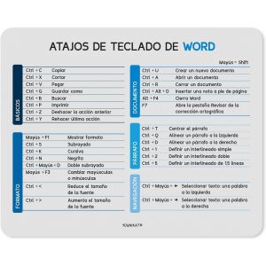 WQD-You0055 Tapis de souris avec raccourcis clavier espagnol I 24 x 19 cm I Tapis de souris de taille standard I Impression de qualité sur caoutchouc cellulaire I Antidérapant et lavable I - Neuf