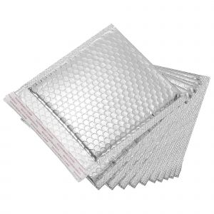 Enveloppe a bulles thermiques, 18 x 18 cm, argentee, autocollante, pour livres, aliments, cosmetiques, lot de 10 - Neuf