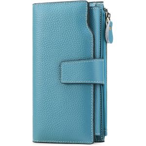 CAUC-Portefeuille Femme Cuir Grande Capacite Porte Monnaie Femmes RFID Blocage,Porte-ch&eacute;quiers Femmes Grande Capacit&eacute; Fermeture Eclair Longue Portefeuille - Neuf
