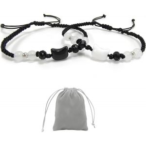 Eryi-¿Bracelet Connecté Couple, 2 Réglable Main Noir Et Blanc Chat Bracelet Pour Les S?urs, Meilleurs Amis, Amis Proches Avec Sac De Rangement Gris - Neuf