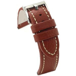 Kal-Bracelet Cuir Veau Gravure Bison Couture Blanche U2013 Style Sportif U2013 Pour Montre Robuste U2013 Tailles 18mm 20mm 22mm 24mm 26mm U2013 Noir Ou Marron 376 - Neuf