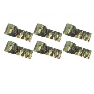 Lot De 6 Rouleaux De Ruban Adhesif Camouflage, En Tissu Non Tisse Telescopique Auto-Adhesif Pour La Chasse, L'equitation, Les Fournitures De Plein Air, La Jungle, Type 1 - Neuf