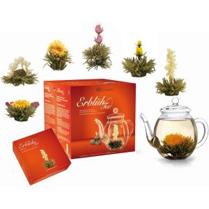 Checarzhn--No1-Mix Fleurs De Thé Dans Coffret Cadeau- « Floraison » Avec Théière En Verre | Thé Blanc (6 Sortes Différentes) - Neuf
