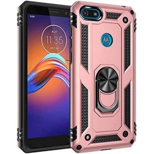 Kal-Coque Motorola Moto E6 Play, Avec Anneau Support, Coque Etui Housse Motorola Moto E6 Play Antichoc Militaire [Tough Armor] Heavy Duty Shock Proof Protective Housse Pour Moto E6 Play- Rose Or - Neuf