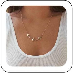 Kal-Collier Pendentif Colombe Paix Collier Ras Du Cou Oiseau Collier Hirondelle Collier Ras Du Cou Colombe Paix Bijoux Pour Femmes Et Filles - Neuf