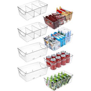 Sjzg-Lot De 8 Rangement Frigo Avec 8 S&eacute;parateurs, Transparent Empilable Boite Organisateur Cuisine, R&eacute;frig&eacute;rateur Bac Pour Garde Manger - Neuf
