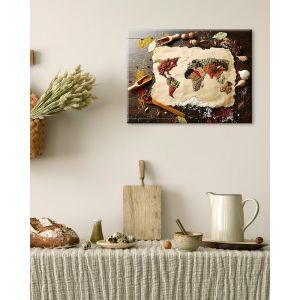 Eryi-Impressions Sur Toile, Tableaux D'épices, Art Mural Sur Toile, Carte Du Monde, Facile À Accrocher Pour Chambre À Coucher Salon Bureau Salle De Classe Cuisine, 30x40 Cm, Avec Cadre En Bois - Neuf