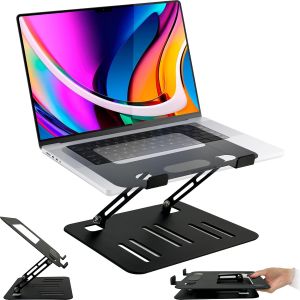 Support en métal pour Ordinateur Portable jusqu'à 17 Pouces [ Hauteur réglable|Pliable|Dissipation de Chaleur ]-pour MacBook|Samsung etc.-Gris Foncé - Neuf