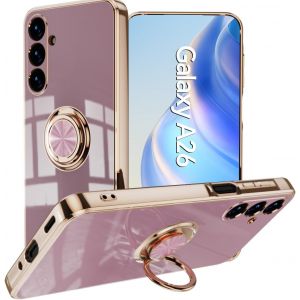 Checarzhn--No1-Coque Pour Samsung Galaxy A26 5g Avec Anneau Support Rotatif À 360 Degrés, Souple Tpu Silicone Case Antichoc Housse Bague Étui - Violet - Neuf