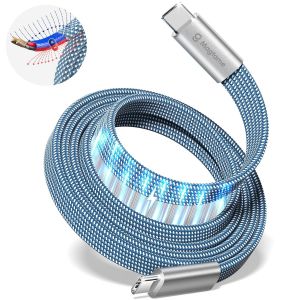 Eryi-Usb C Câbles, 240w Plat Magnétique Usb C Vers Usb C Câbles, 1m 5a Nylon Tressé Charge Rapide C Câbles Pour Phone 15/15 Pro / 19 Pro Max Pour Samsung Macbook, Original Design Breveté Produit - Neuf