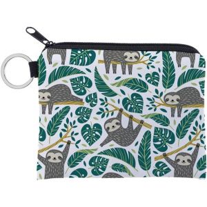MAA-Trousse à Maquillage en Toile Petite Pochette à Fermeture éclair Organiseur de Toilette Accessoire de Voyage pour Adolescentes Rangement Beauté Paresseux Vert Organiseur de Sac Motif - Neuf