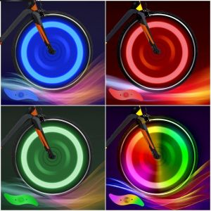 Sept-4pcs Feux De Roue De Vélo, Bike Led Roue Lumières Avec 3 Modes Clignotants, Étanche Lampe À Led Étanche À Néon À Pneus Spoke Light Rayons De Roue Vélo Lumière De Roue De Vélo - Neuf