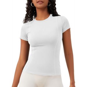 Asfasfq-Haut De Sport Sans Couture À Manches Courtes Pour Femme, Perméable À L'air Et Extensible, Pour Gym, Fitness, Yoga - Neuf