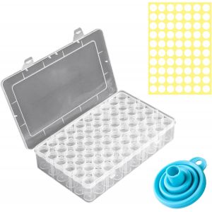 AYUHR-60 Grilles Boite Rangement Diamond Painting, Accessoires Diamond Painting 5D, Boîtes de Rangement Diamant Broderie avec Entonnoir et Autocollants pour Perles, Strass, Décoration Fournitures - Neuf