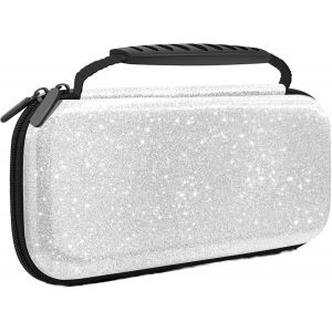 Eryi-Glitzer Pochette De Transport Compatible Avec Nintendo Switch & Switch Oled, Etui Rigide En Eva Con Zippée Pour Accessoires, Housse De Rangement Protection Pour Switch Cadeaux Filles,Argenté - Neuf