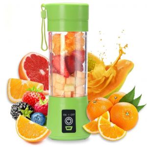 Extracteur de jus portable vert, mixeur électrique USB, mini mixeur portable pour shakes et smoothies, mixeur de jus de 380 ml avec six lames, idéal pour mélanger. - Neuf