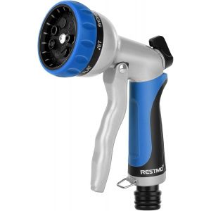 Pistolet D'Arrosage De Jardin, Métal Pulvérisateur De Tuyau, 7 Modèles Pistolet Avec Débit D'Eau Réglable Pour Lavage De Voiture & Cour, Arroser Plantes & Pelouse- Bleu - Neuf