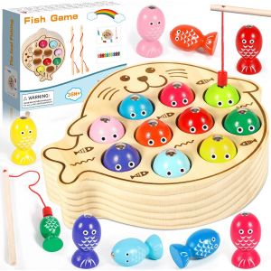 KALANKA-Jeux Enfants,Jeux Montessori,Jouets en Bois Jeu de Pêche Magnetique,Cadeau Fille/Garcon/Bebe 2 Ans, Jeux Educatif pour 2 3 4 5 Ans - Neuf
