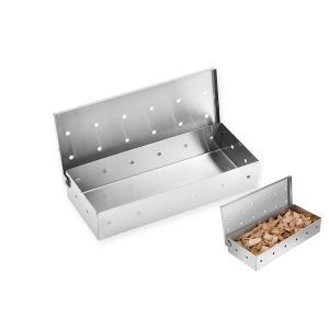 Bo&icirc;te &agrave; fumoir en acier inoxydable pour barbecue et grill, outil pour fumoir &agrave; copeaux de bois, compatible avec les barbecues &agrave; gaz et &agrave; charbon. - Neuf