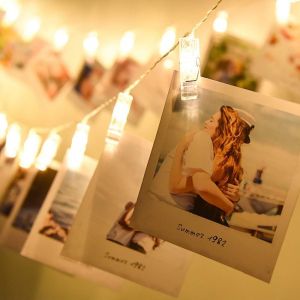 Lumières guirlandes à pince pour photo à LED,40 photophores lumineuses Feux de fée de Noël à piles de 6 m,parfaits pour accrocher des photos,des notes,des cartes à peindre et des mémos - Neuf