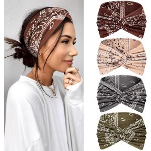 Bandeau Cheveux Femme Serre T&ecirc;te 4 Pi&egrave;ces &iquest; 7'' Extra Large &Eacute;lastique Boho Multicolore, Bandana Foulard Cheveux Femme Headband Accessoires Cheveux Mode Pour Yoga, Sport & Running - Neuf