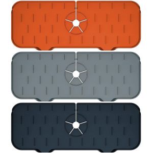 Tapis de protection anti-&eacute;claboussures en silicone pour robinet de cuisine - Lot de 3, coussinets d'&eacute;gouttage - Neuf