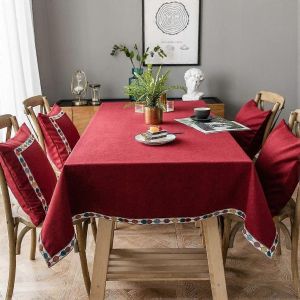 Ventes Promotionnelles Nappe De Ligne De Coton De Couleur Unie Nappe De Table Carrée Couverture De Table Sans Plis Toile De Jute Nappes Imperméables Pour Kitche - Neuf