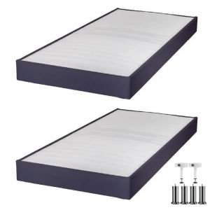 Sommier tapissier+pieds Omega Volcan 2x80x200 Lattes bois - H.15 cm - Made in France - Neuf