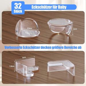 Lot De 32 Protections D'angle Pour B&eacute;b&eacute;-En Silicone Transparent-2 Formes-Protection Des Bords De Table-Meubles-Autocollant-Pour La S&eacute;curit&eacute; B&eacute;b&eacute; Et La S&eacute;curit&eacute; Des Enfants - Neuf