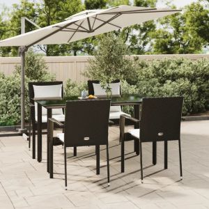 Prolenta Premium - Ensemble &Agrave; Manger De Jardin Coussins 5pcs Noir R&eacute;sine Tress&eacute;e - Neuf