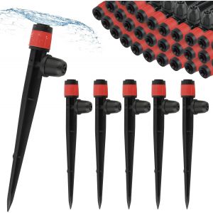 Lot de 50 goutteurs d'irrigation goutte à goutte de 6,35 mm avec verrouillage, émetteurs d'irrigation goutte à goutte pour tube de 4/7 mm, pulvérisateur réglable à 360 degrés pour pot de - Neuf