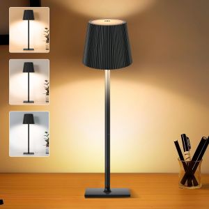 KAL-Lampe De Table Led À Intensité Variable Avec Batterie 5200 Mah, Lampe De Table Tactile Sans Fil À Intensité Variable, 3 Couleurs, En Aluminium, Ip54, Étanche Pour Restaurant, Chambre (Pack De 1) - Neuf