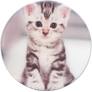 DDA-Tapis de Souris Rond avec Impression HD, Tapis de Souris à Base en Caoutchouc antidérapant avec Bord Cousu, Tapis de Souris personnalisé pour Ordinateur portable-22cm Cat002 - Neuf