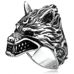 Bague - Mythologie Nordique - Loup - Acier Inoxydable - Haute Qualité #12 - Neuf