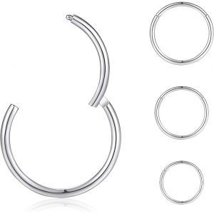 Nbgcm-18g 8 Pièces Piercing Nez Anneaux Septum Acier Chirurgical Boucle D'oreille Anneau Noir Hinged Clicker Segment Hoop Helix Cartilage Piercing Jewelry 8mm/10mm/12mm/14mm - Neuf