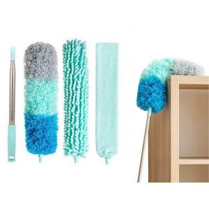 Kit de plumeau en microfibre avec manche extensible et t&ecirc;tes lavables pour un nettoyage facile - Neuf