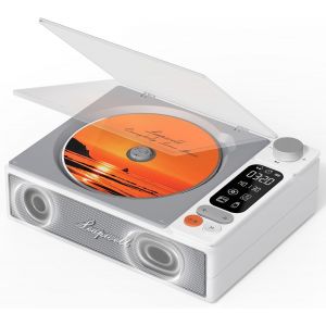 Lecteur CD Portable, Leapwell Lecteur CD Bluetooth Enfant avec Haut-Parleur Baladeur CD Portable Bureau Rechargeable Poste CD Vintage Lecteur CD avec &eacute;cran LCD FM USB AUX Optique Blanc - Neuf