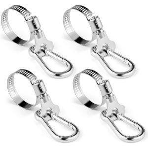 Mevronisshop-Lot De 4 Anneaux De Mât De Drapeau Avec Pince À Mousqueton - En Acier Inoxydable - Diamètre Réglable De 0,75 À 1,2 Pouces - Pour Jardin, Bateau, Yacht, Camion, Atv, Maison Extérieure - Neuf