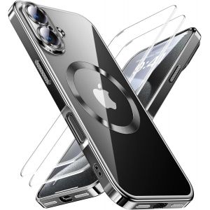 Eryi-Coque 3 En 1 Pour Iphone 16 Plus, 1 Coque Et 2 X Film Protecteur, [Norme Militaire] [Top N56 Aimants Puissants] Antichoc Antirayures Pour Magsafe Case Protection De La Caméra, Noir - Neuf