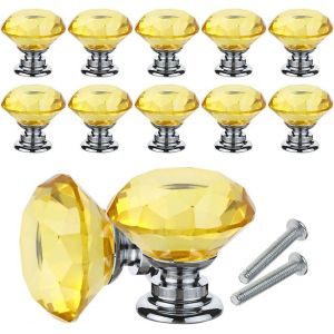 Lot De 10 Boutons De Placard En Cristal, Poignées En Cristal Diamant, 30 Mm Environ - Neuf