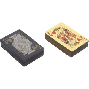 Eryi-Carte Poker. Jeux De Carte. Jeu De Cartes Table Poker Avec Boîte En Bois (Gold+Black) - Neuf