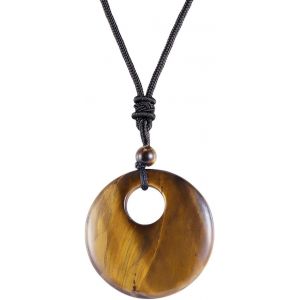 Trahoo-Protection Ronde Donut Pendentif Collier Pour Femmes Et Hommes, Unisexe Collier En Pierre De Guérison Avec Corde Réglable 18""-28 - Neuf