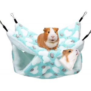 Double Hammock For Chinchilla, Ferret, Hamster, Guinea Pig, Rat &iquest; Warm Nest 34 X 34 Cm &iquest; Rabbit House For Rodents (Green) - Neuf