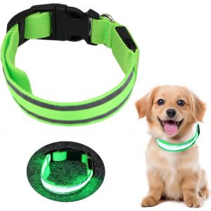 Chenquansarl-Collier Lumineux Chien, Rechargeable, Taille Réglable Pour Petits, Moyens, Gros Chiens, Vert - Neuf